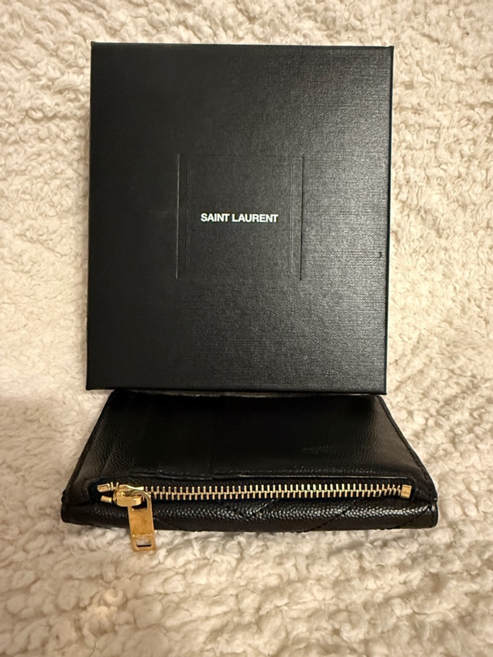 Saint Laurent Black Quilted Leather Wallet with Gold YSL Logo - Picture 4 of 5
